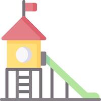 A playground slide and house with a slide vector