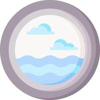 A porthole view of the ocean with clouds vector