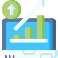 A laptop with a bar chart on it vector