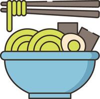 A bowl of noodles with chopsticks in it vector