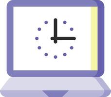 A laptop with a clock on the screen vector
