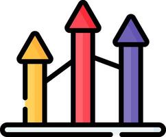A colorful arrow icon with three arrows vector
