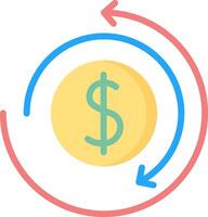 A dollar coin is in a circle with arrows pointing to it vector