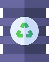 A flat icon of a recycling symbol on a striped background vector