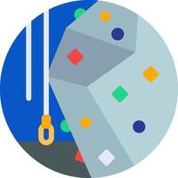 A rock climbing wall with a rope hanging from it vector