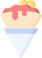 Ice cream cone with pink icing and a cherry on top vector