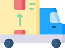 A truck with a box on the back and an arrow pointing up vector