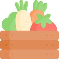 A wooden box with vegetables in it vector