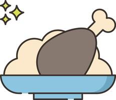 Chicken with rice and star on a plate vector