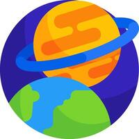 The planet and the ring are shown in this flat design vector