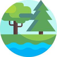 A flat icon of a tree and a river vector