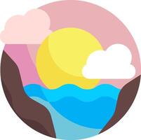 A flat design of a sunset and clouds vector