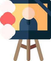 A person is on a easel with a camera and a cloud vector