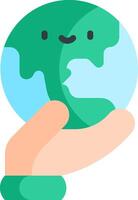 A hand holding a green earth in its palm vector
