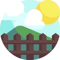 A cartoon illustration of a fence and a hill vector