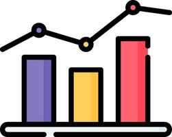 An icon of a bar chart with a graph vector