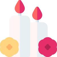 Two candles with flowers in the background vector