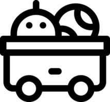 A black and white image of a toy in a wagon vector