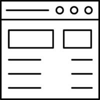 A black and white icon of a web page vector