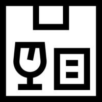 A black and white icon of a wine glass and a box vector