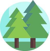 Two trees in a circle with a blue background vector