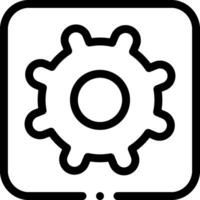 A black and white icon of a gear wheel vector