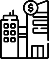 A black and white image of a building with a dollar sign vector