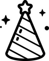A black and white image of a party hat vector