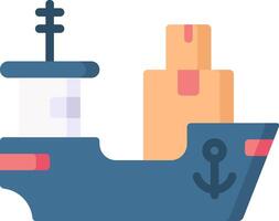 A cargo ship with a cargo container on top vector