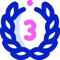 A blue and pink number three in a laurel wreath vector