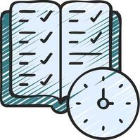An open book with a clock next to it vector