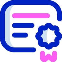 A certificate icon with a blue ribbon vector