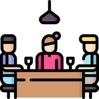 People at a table with wine glasses and a bottle of wine vector