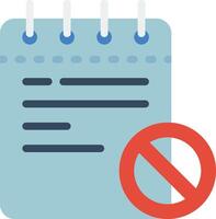 A notepad with a red cross and a no entry sign vector