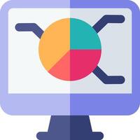 A computer monitor with a pie chart on it vector