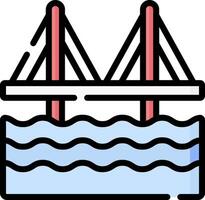 A bridge over water with a red line vector