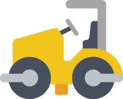 A yellow construction vehicle with wheels on the front vector