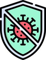 A shield with a red virus on it vector