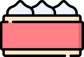 A red box with three white marshmallows inside vector