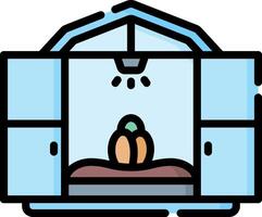 A small house with a bed inside vector