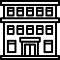 A building icon with a window and a door vector