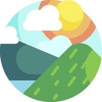 A flat design of a mountain and clouds vector