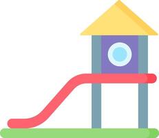 A playground slide with a house and a slide vector