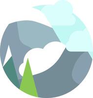 A mountain scene with clouds and trees vector