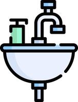 A sink with a faucet and soap vector