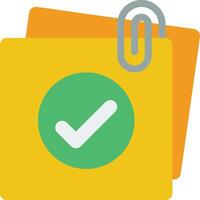 A yellow folder with a green tick and a clip vector