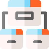 A flat icon of three boxes stacked on top of each other vector
