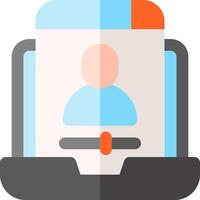 A person is sitting on a computer with a phone in the background vector