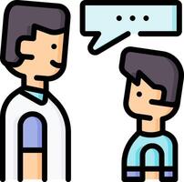 A man talking to a child with a speech bubble vector