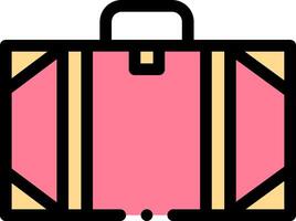 A pink suitcase with a handle on it vector